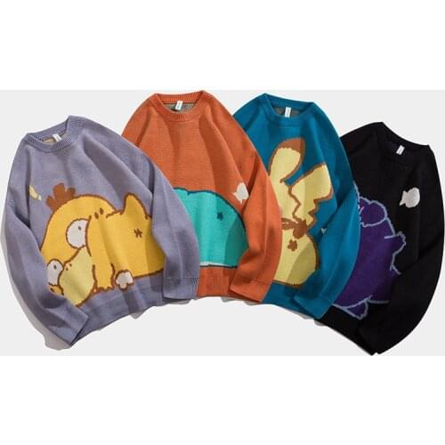 2021Sweater Men Streetwear Harajuku Hip Hop Cartoon Fashion Anime Pullover Women O-neck Oversize Casual Couple Male Sweaters