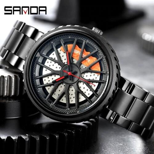 Relojes Hombre SANDA Car Creative Men Watch Mens Fashion Speed Racing Sport Time Stainless Steel Watches Quartz Wristwatch