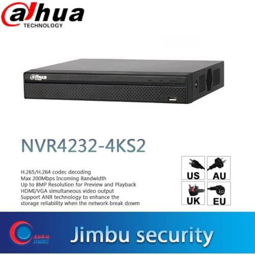 Dahua NVR 4K Video Recorder 32CH NVR4232-4KS2 H.265/H.264 Up to 8MP Resolution for Preview & Playback People Counting IP Camera