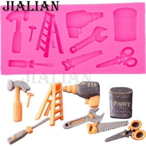 High quality Repair Tools wrench scissors fondant silicone decoration mold DIY Cake Decorating Tools Baking mould T0517
