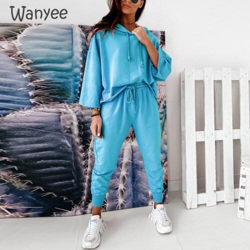 Women Wear Casual Suits Tracksuit 2 Piece Set Autumn Clothes Long Sleeve Hooded Female Solid Casual Wear Top Pants Sport Jogger