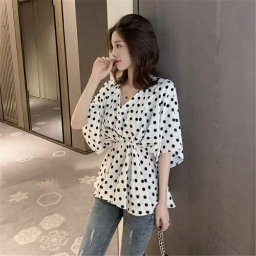 Summer Blouse Women V Neck Shirt Batwing Sleeve Blouse Love Print Chiffon Blouse Sweet Womens Tops And Blouses Plus Sizes Shirt
