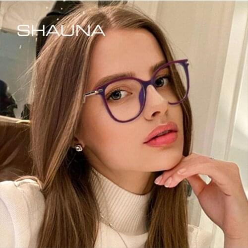 SHAUNA Retro TR90 Round Spring Hinge Women Optical Eyeglasses Frame Clear Anti Blue Light Eyewear Unique Legs Men Glasses Frame