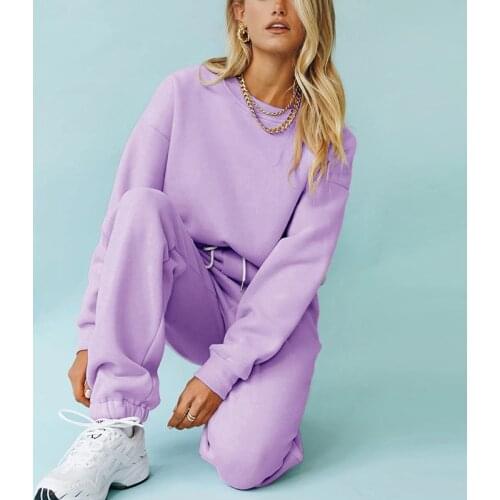 Women Solid Casual Tracksuit 2 Pieces Set Sweatshirts Pullover Hoodies Pants Suit Home Sweatpants Shorts Outfits Track Suit