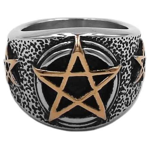 Gold Pentagram Amulet Biker Ring Stainless Steel Jewelry Classic Five-Pointed Star Sheep Goat Biker Mens Ring Wholesale 897B