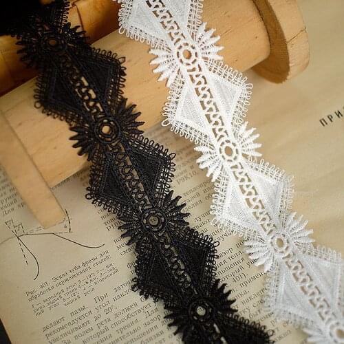1Meter White Black Polyester Embroidery Milk Silk Lace Trim Ribbon Fabric DIY Handmade Craft Clothes Sewing Accessories Supplies