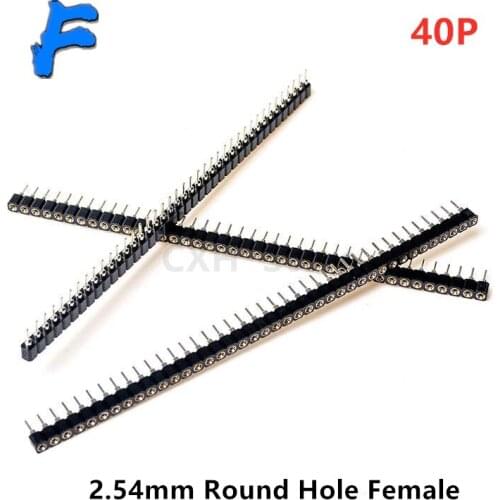 10pcs 1x40P 2.54mm Round Hole Female Header Tin Single Row 40Pin 0.1" Breakable Stackable PCB IC Crystal Socket Connector