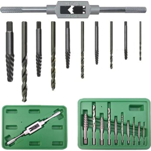 11pcs/Set Screw Extractor Drill Bit Damaged Broken Screw Bolt Adjustable Tap Die Wrench Stud Remover Tool Kit for woodworking