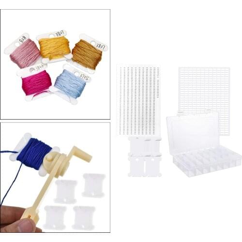 150pcs Plastic Floss Bobbins Embroidery Bobbin Embroidery Floss with Organizer Box DIY Sewing Storage