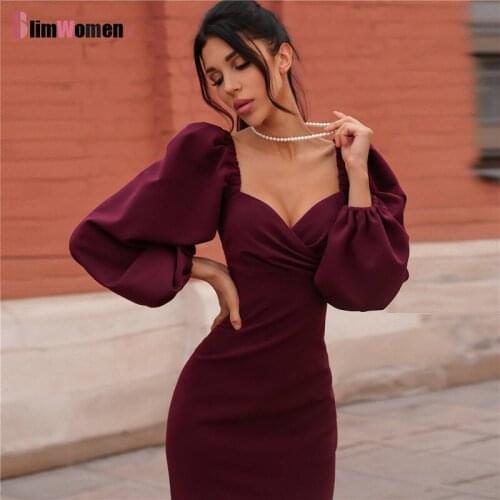 2021 Women Autumn Thick Mid-length Dresses Palace Sexy Elegant Party Vestidos Long Sleeve Winter French Maxi Dress for Women