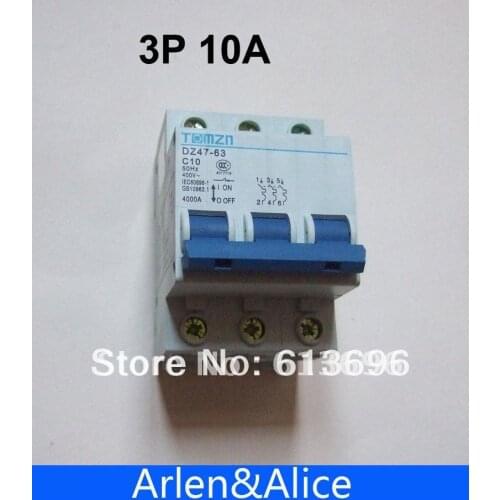 3P 10A 400V~ 50HZ/60HZ Circuit breaker MCB C TYPE