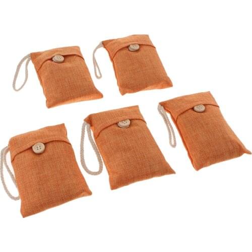 5x100g Bamboo Charcoal Activated Carbon Car Home Deodorant Bag Orange