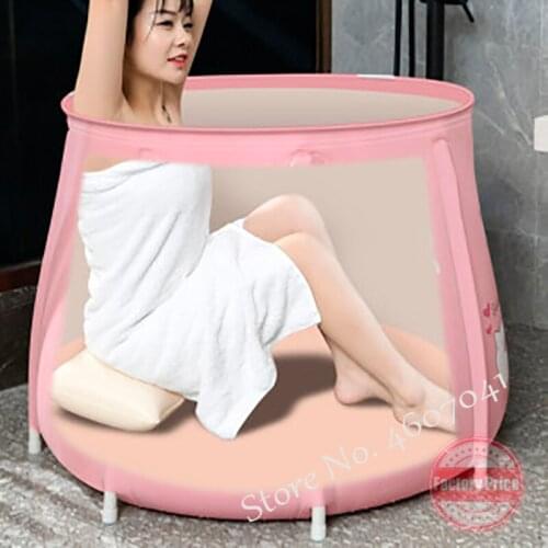 70cm Folding Thickened Bath Barrel Portable Adult Bathtub New PVC Barrel Home Insulation Bath Tub with Storage Bag with 2 Drain