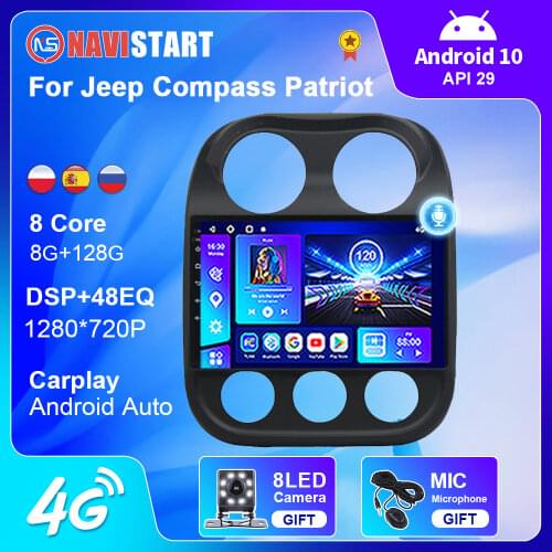 Car Radio For JEEP Compass Patriot Bluetooth 2010-2016 Stereo 2 Din Player Antenna GPS Navigation Carplay DSP OBD No CD Player
