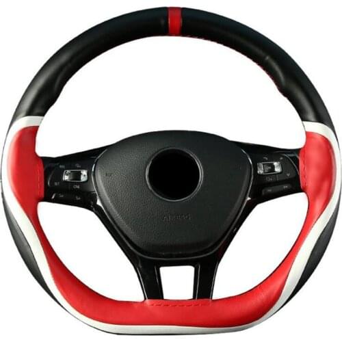Car Anti-Slip Steering Wheel Cover sport Leather With Soft Anti-Slip Black DIY Braid & Needles Leather Thread Universal