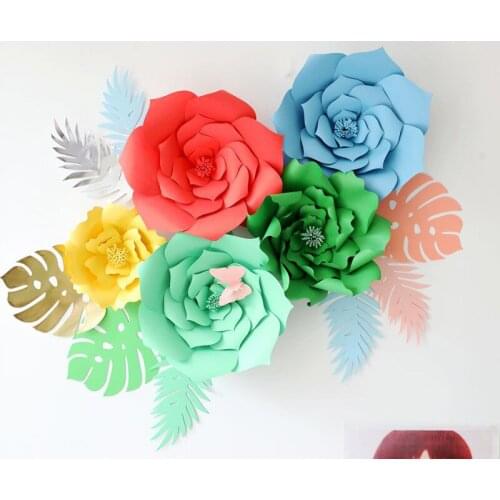 Chicinlife 6Pcs Artificial Palm Leaves Paper Plant Turtle Leaf Table Backdrop Christmas Wedding Birthday Decoration For Home
