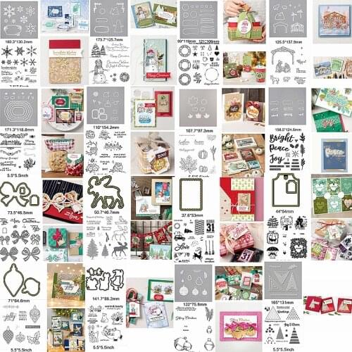 Christmas Dee Animals Bow-Knot Decorations Leaves Letter Frame Metal Cutting Dies Match Clear Silicone Stamps Make Cards Stencil