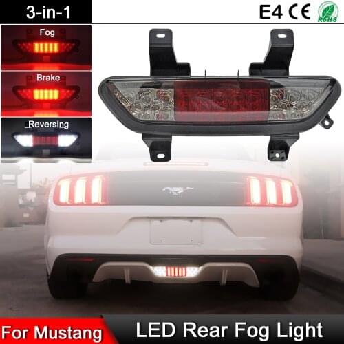 For Ford Mustang 2015 2016 2017 Multi Function Smoked Red Lens LED Rear Fog Lamp With Brake Stop Lights And Reversing Light