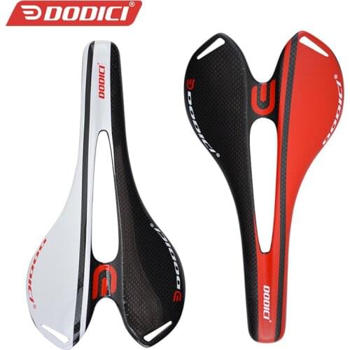 DODICI 110g Full Carbon Saddle Ultralight Road Bike MTB Matte Smooth Cycling Bicycle Seat Red/White