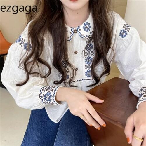 Женские рубашки с вышивкой Ezgaga China At AliExpress