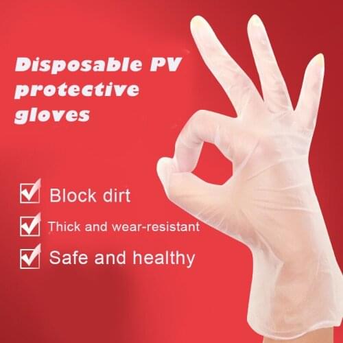 Hot 100pcs/Box Disposable Vinyl Transparent Gloves Kitchen Dishwash Household Garden Cleaning Gloves sy998