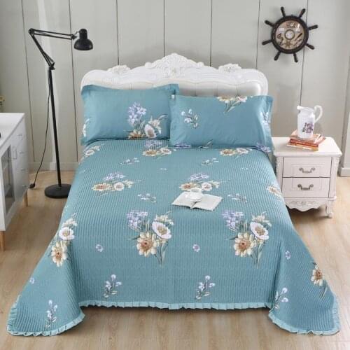 3Pieces Queen Twin Size Quilt Set with Pillow Shams Blue Color 100%Cotton Ultra Soft Bedspread/Coverlet/Bed Cover set Lightweigh