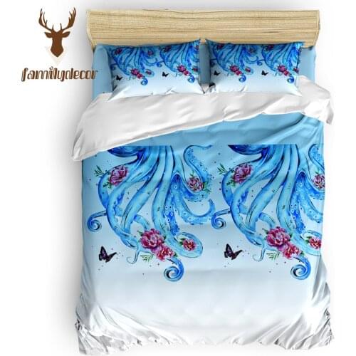 FamilyDecor DHL Free Shipping Octopus Cthulhu Bedding Sets Duvet Set Covers Quilt Cover Bedding California King Microfiber Child