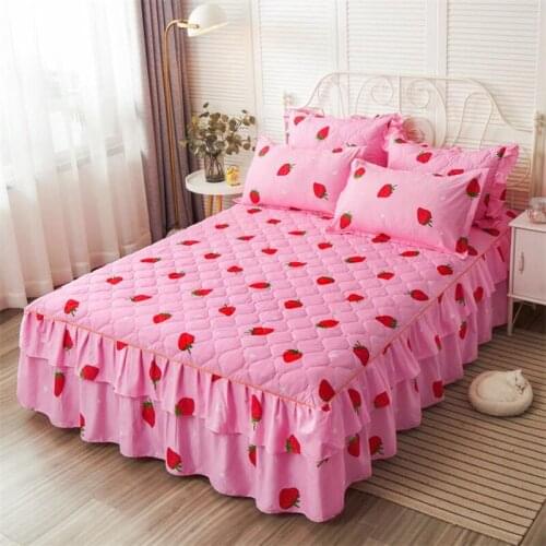 Top Autumn Winter Bedspread Girly Heart Bed Skirt King/queen Bed Sheet Romantic Textile Bedding Set with 2pcs Pillowcases J8019