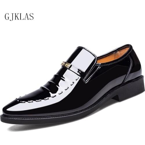 Brown Black Formal Shoes for Men Leather Loafers Plus Size 47 48 Business Shoes Men Wedding Dress Shoes Classic Patent Leather