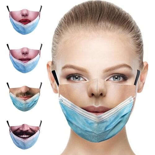 Hot Fashion Mouth Cosplay Womens Men Unisex Masks Adult Face-Protection Dustproof Cycling 3D Printing Breathable Halloween Mask
