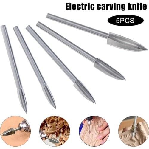 5PCS Wood Engraving Drill Bit Set Steel Grinding Burr For Woodworking Drilling Carving Engraving
