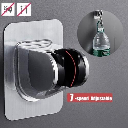 Shower Head Holder Punch-Free Installation Wall Mounted Bathroom Accessory 7-Speed Adjustable Shower Bracket Easy To Use Holder
