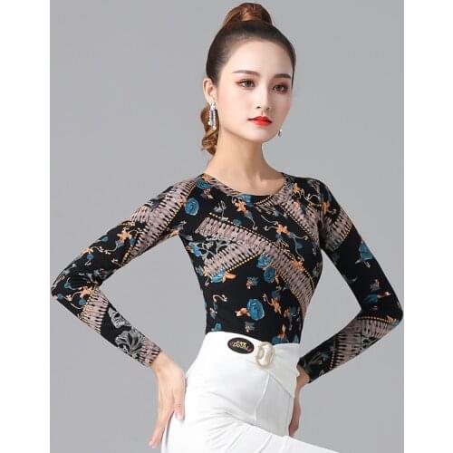 Latin dance clothing adult new Latin dance national standard practice long sleeve latin top