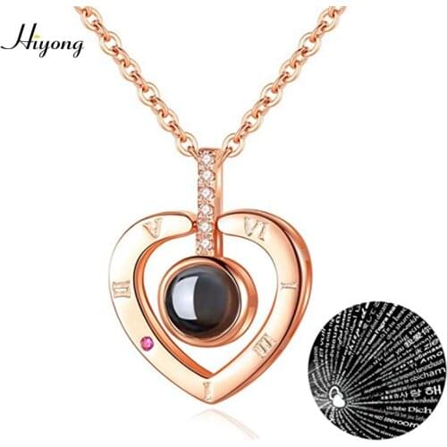 I Love You Necklace 100 Languages Heart Love Necklace Love Memory Projection Pendant Necklace for Women Gifts for Mothers Day