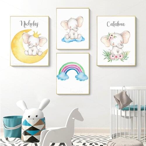 Little Elephant Print Cartoon Canvas Paintings In The Bedroom Nursery Wall Art Nordic Posters and Prints Kids Room Home Decor