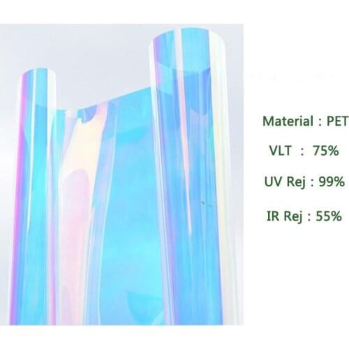 138x30cm Chameleon Blue Building Window Tint Film Rainbow Effect Privacy Window Sunshade Decorative Glass Vinyl