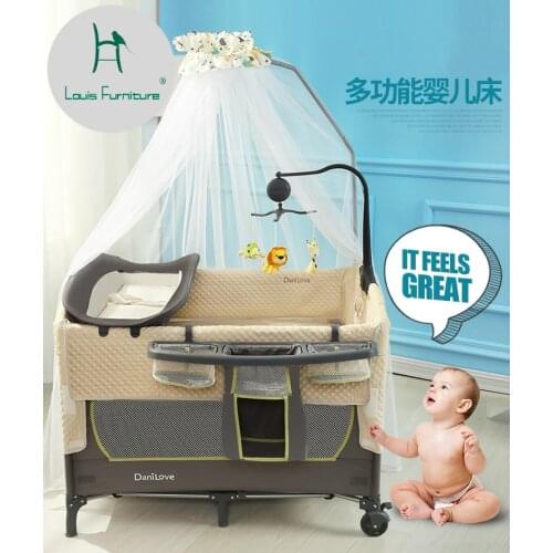 Louis Fashion Portable Baby Crib Folding Newborn Multi-function Game BB Bed Splicing