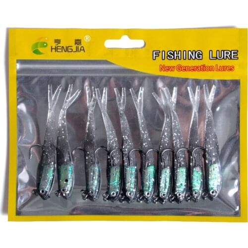 HENGJIA 10pcs 7cm 5g Soft Lure Fishing Wobblers Shad Swimbait Jigs Sinking Bait for Bass Pike Saltwater and Freshwater Fishing