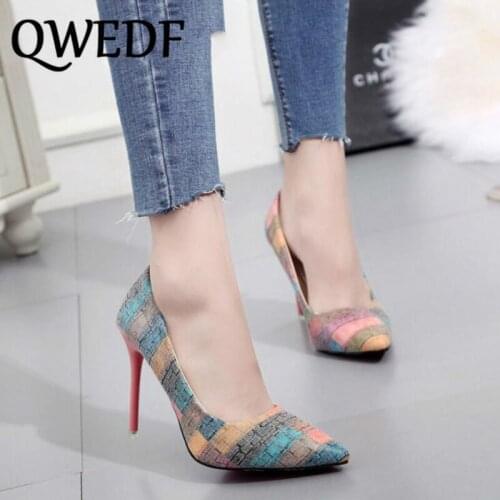 QWEDF brand Women Pumps High Heels Shoes Stiletto Pointed Toe Woman Shoes Sexy Party wedding Shoes Heels for Women YA-61