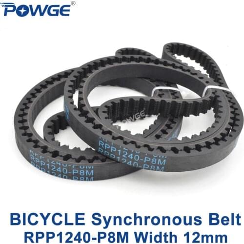 POWGE bicycle P8M synchronous Timing belt RPP1240-P8M or RPP920-P8M Width 12mm Rubber RPP8M closed-Loop belt