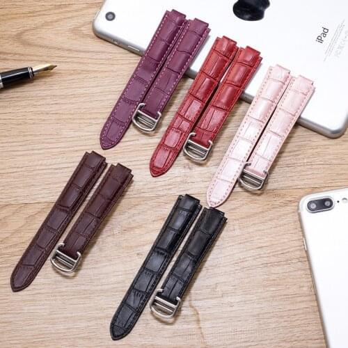 Genuine Leather Watchband 14mm 16mm 18mm 20mm 22mm Gold Buckle Clasp Suitable for Cartier Ballon Bleu Watch Strap