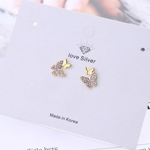Earrings new butterfly earrings female Korean exquisite small earrings temperament simple and versatile net red jewelry
