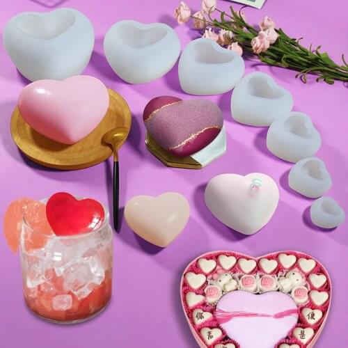 Heart Shaped Silicone Cakes Mold DIY Colorful Sweet Heart Chocolate Candy Paste Cakes Decorating Tools Handmade Soap Tool
