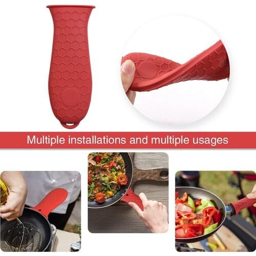 Saucepan Grip Covers Silicone Anti-Hot Pot Handle Grip Cover Non-Slip Honeycomb Skillet Frying Pan Holder Sleeve Cookware Parts