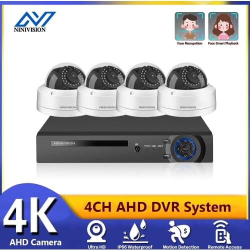 NINIVISION 5MP 8MP Security Dome Camera System Indoor Outdoor IP66 Waterproof Home CCTV 4K 6in1 AHD DVR Kit