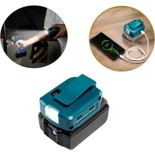 USB Charger Adapter For Makita BL1830 BL1840 BL1850 BL1415,BL1415N 14V 18V Battery with LED Light Dual USB Port 2.1A charger