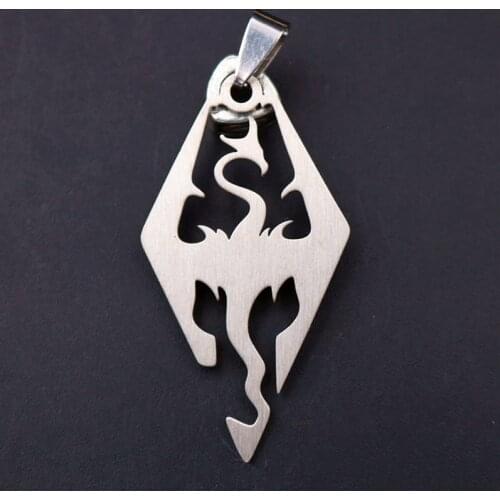 WKOUD 2pcs Titanium Steel Prismatic Dragon Pendant DIY Necklace Key Chain Charm Handmade Stainless Steel Jewelry Accessories