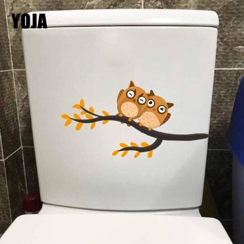 YOJA 22.9X12.6CM Cartoon Cute Owl Animal Branches Art Mural Wall Sticker Bedroom Home Decor Toilet Seat Decal T5-0648