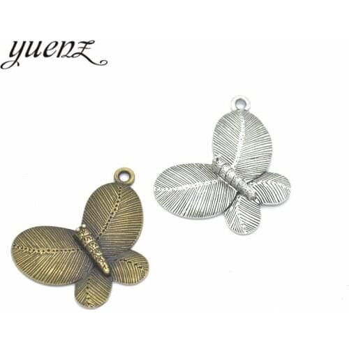 YuenZ 4pcs Metal Butterfly Charms Jewelry Making Bronze Tibetan Silver Plated Pendants Antique DIY Handmade Craft 40*30mm D233