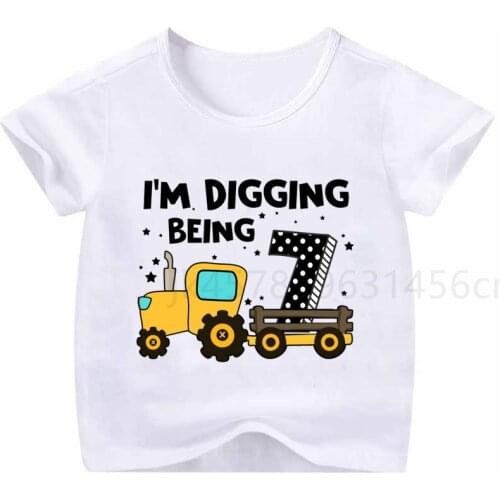 Numbers 1-9 Boy Truck Funny T-shirt Boy Girl Tractor Birthday Number Print T-shirt Boy Girl Funny Cute Gift T-shirt